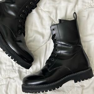 Black combat boots